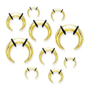 Oceľový piercing do ucha v štýle buffalo, zlatá farba, čierne gumičky - Hrúbka: 3 mm