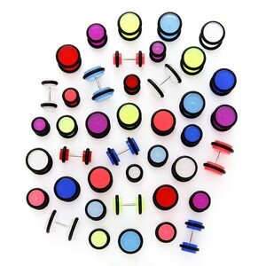 Žiariaci falošný piercing do ucha s gumičkami - Veľkosť hlavičky: 10 mm, Farba piercing: Sivomodrá