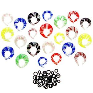Expander do ucha s gumičkou - skrútené volie rožky - Hrúbka piercingu: 8 mm, Farba: Čierna