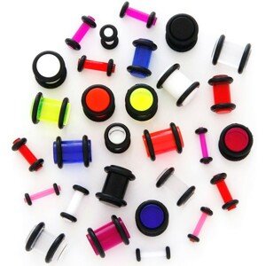 Plug do ucha UV priehľadný s gumičkami - Hrúbka: 3 mm, Farba piercing: Modrá