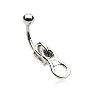 Piercing do pupku z nehrdzavejúcej ocele - zips a jednoduchá gulička