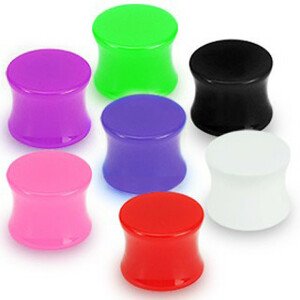 Plug do ucha UV sedlový - Hrúbka: 6,5 mm, Farba piercing: Čierna