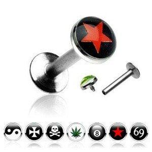 Piercing do brady Labret s obrazcami  - Tvar hlavičky: 69