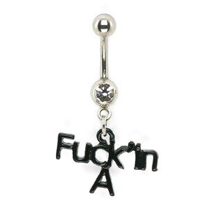 Piercing do pupku zirkón a nápis Fuckin A - Farba zirkónu: Číra - C