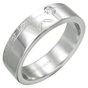 Oceľová obrúčka - Forever Love, zirkón - Veľkosť: 60 mm