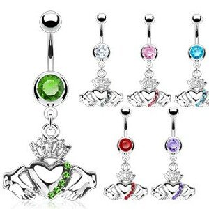 Piercing do pupka s írskym symbolom lásky - Farba zirkónu: Tanzanit - TZ