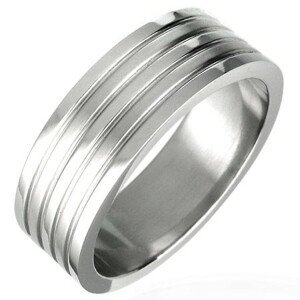 Prsteň z chirurgickej ocele so štyrmi ryhami, matný - Veľkosť: 59 mm