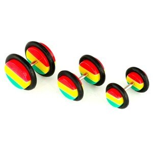 Falošný plug do ucha - motív RASTA - Veľkosť hlavičky: 10 mm