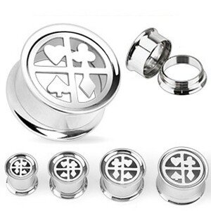 Plug do ucha z chirurgickej ocele - kartové symboly - Hrúbka: 14 mm