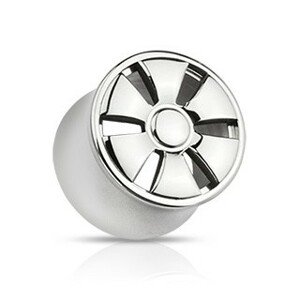Plug do ucha z ocele - sedlový, dizajn ELEKTRÓNY - Hrúbka piercingu: 8 mm