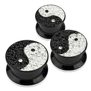 Plug do ucha - JIN JANG, trblietky a zirkóny - Hrúbka piercingu: 16 mm