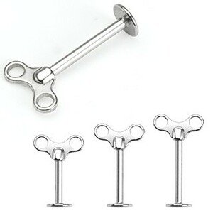 Labret z chirurgickej ocele - naťahovací kľúčik - Rozmer: 1,2 mm x 10 mm