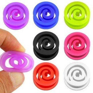Plug do ucha špirála z flexibilného materiálu, rôzne farby - Hrúbka: 6,5 mm, Farba piercing: Čierna