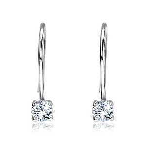 Strieborné náušnice 925 - okrúhle číre zirkóny na háčiku, 3 mm