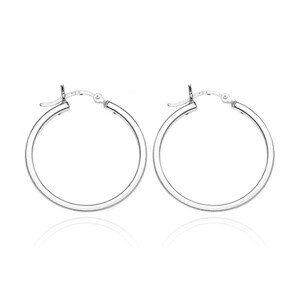 Kruhové strieborné náušnice 925 - štvorhranná lesklá línia, 16 mm