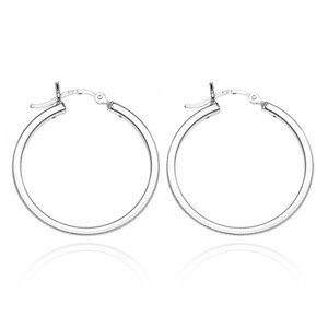 Kruhové strieborné náušnice 925 - jednoduchá štvorhranná línia, 22 mm