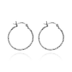Strieborné kruhové náušnice 925 - točená línia so zárezmi, 20 mm