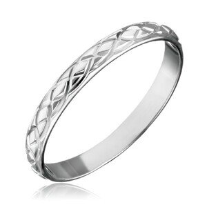 Strieborný prsteň 925 - prepletané gravírované slzy - Veľkosť: 53 mm