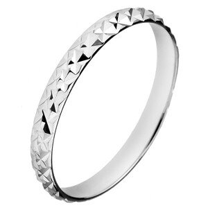 Strieborný trblietavý prsteň 925 - vystúpené kosoštvorce - Veľkosť: 53 mm