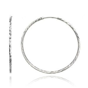 Okrúhle náušnice zo striebra 925 - hranatá línia s lístkami, 40 mm