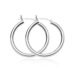 Okrúhle náušnice zo striebra 925 - široká hladká línia, 30 mm