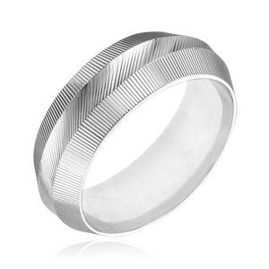 Prsteň zo striebra 925 - zúžený, vrúbkovaný povrch - Veľkosť: 53 mm