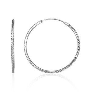 Strieborné okrúhle náušnice 925 - úzke kruhy s priehlbinkami, 30 mm