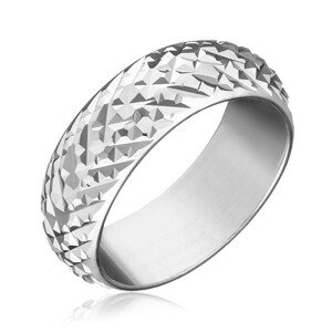 Prsteň zo striebra 925 - lesklé vystúpené kosoštvorce - Veľkosť: 52 mm