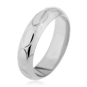 Prsteň zo striebra 925 - zárezy v tvare zrniek - Veľkosť: 51 mm