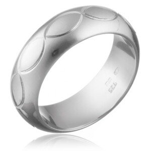 Prsteň zo striebra 925 - gravírovaný pás obrysov zrnka - Veľkosť: 56 mm