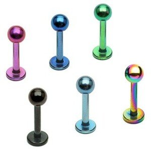 Labret s guličkou anodizovaný titán - Hrúbka piercingu: 1,2 mm, Farba zirkónu: Dúhová - WR