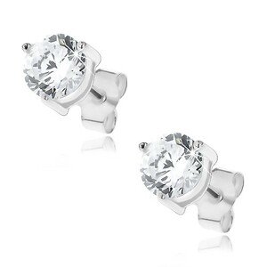 Náušnice zo striebra 925 - zirkón uchytený tromi paličkami, 5 mm