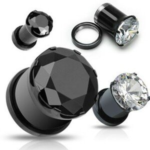 Plug z titánu - brúsený zirkón uchytený plochými paličkami - Hrúbka: 12 mm, Farba zirkónu: Čierna - K