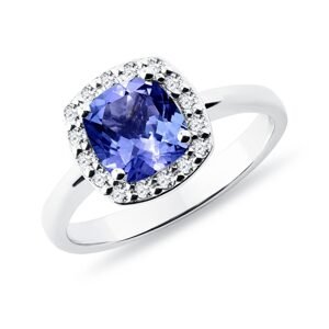 Zlatý prsteň s tanzanitom a diamantmi KLENOTA