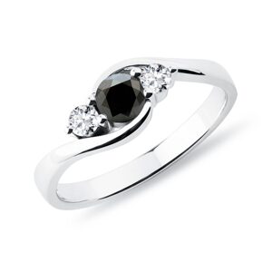 Prsteň z bieleho 14 kt zlata s čiernym diamantom KLENOTA