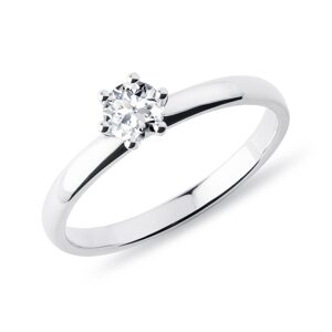 Klasický zásnubný prsteň z bieleho 14k zlata s diamantom KLENOTA