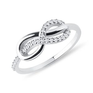 Diamantový prsteň Infinity z bieleho zlata KLENOTA