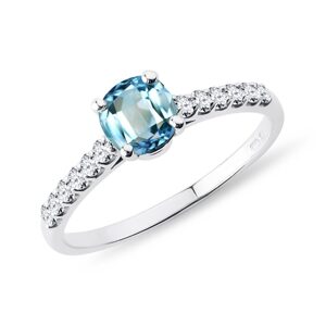 Prsteň z bieleho 14k zlata s topásom a diamantmi KLENOTA