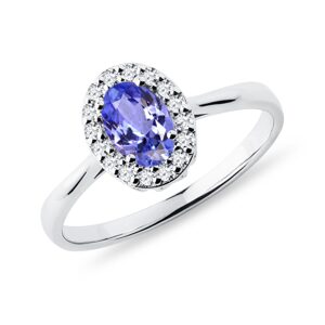 Zlatý prstienok s tanzanitom a diamantmi KLENOTA