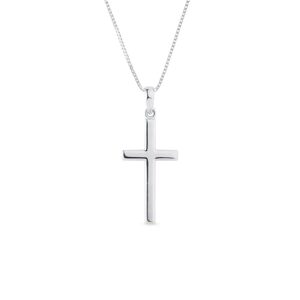 Minimalistický náhrdelník s krížikom z bieleho zlata KLENOTA