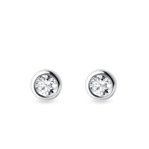 Bezel napichovačky z bieleho zlata s 3,5mm diamantmi KLENOTA