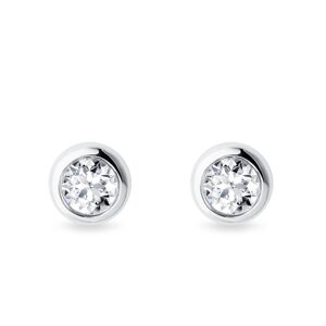 Náušnice z bieleho 14 kt zlata s 0,7ct diamantom KLENOTA