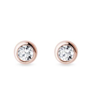 Náušnice z ružového 14 kt zlata s 0,7ct diamantom KLENOTA
