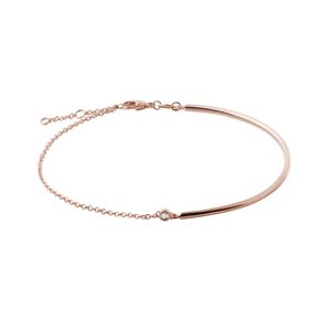 Náramok z ružového zlata s bezel diamantom KLENOTA