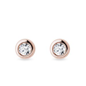 Bezel napichovačky z ružového zlata s 4 mm diamantmi KLENOTA