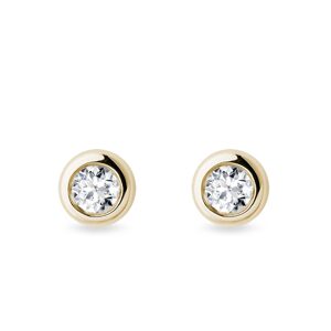 Zlaté bezel napichovačky s 4 mm diamantmi KLENOTA