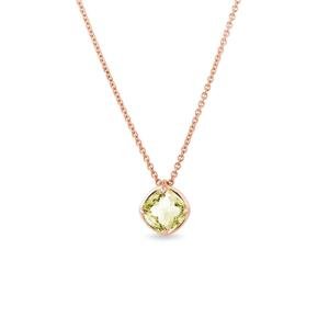 Náhrdelník z ružového zlata s lemon Quartz KLENOTA