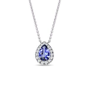 Elegantný diamantový náhrdelník z bieleho zlata s tanzanitom KLENOTA