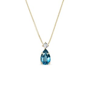 Prívesok zo žltého zlata s London blue topásom KLENOTA