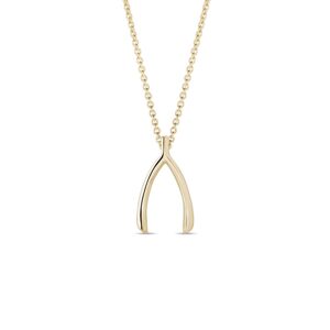 Prívesok wishbone zo žltého 14 kt zlata KLENOTA